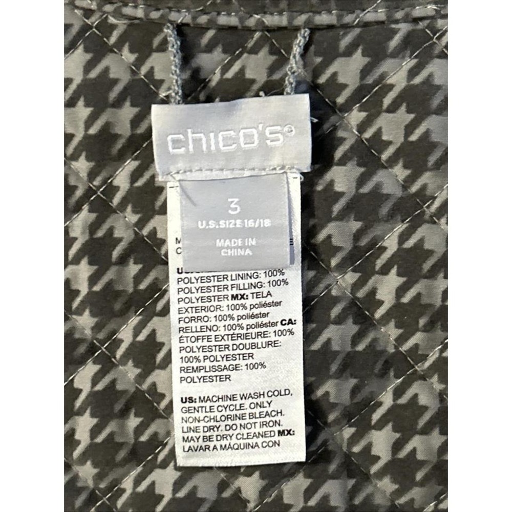 Chicos Mockingbird Gray Houndstooth Reversible Fu… - image 6